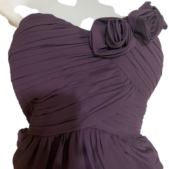 Bill Levkoff Style 109 Plum Chiffon Sweetheart Bodice Fit & Flare Dress SZ 22 - Picture 4 of 13